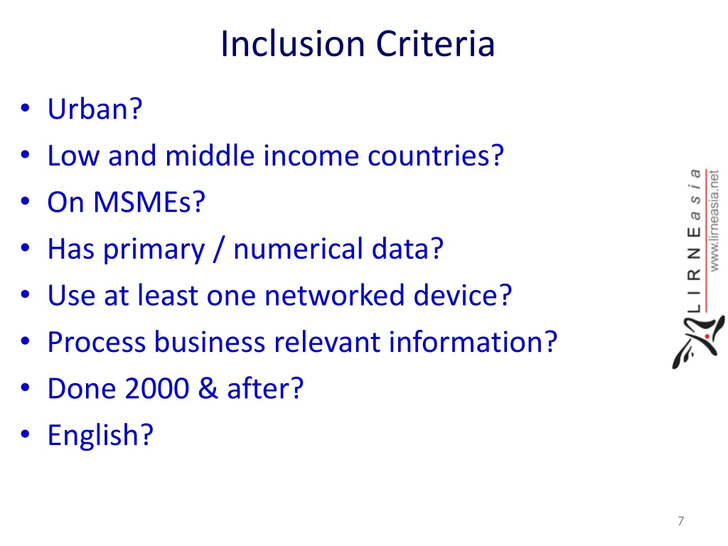 inclusion criteria