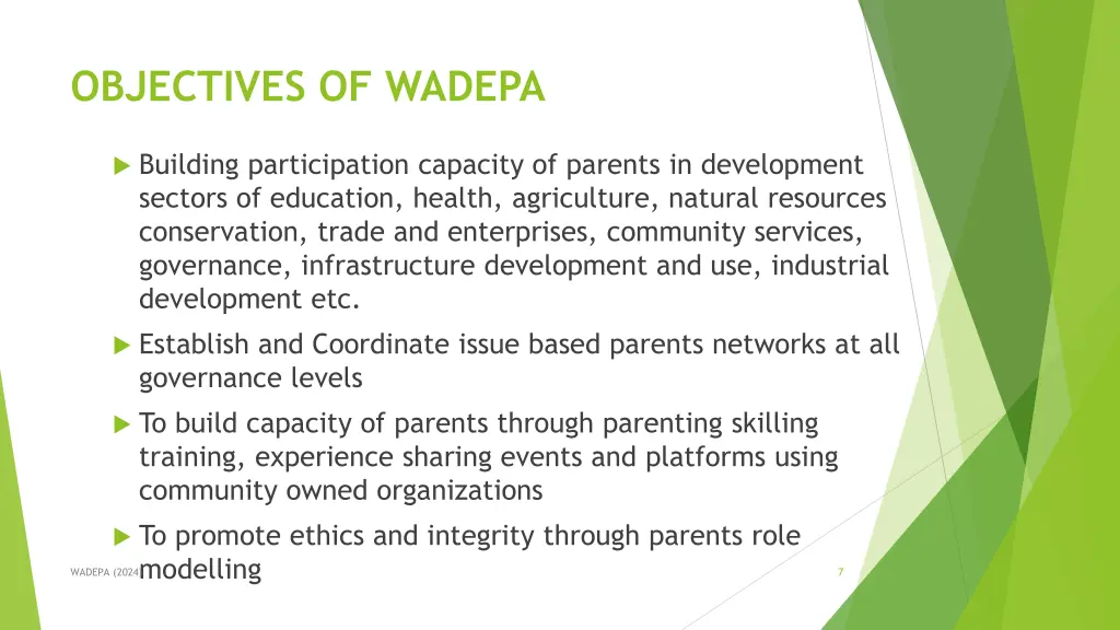 objectives of wadepa