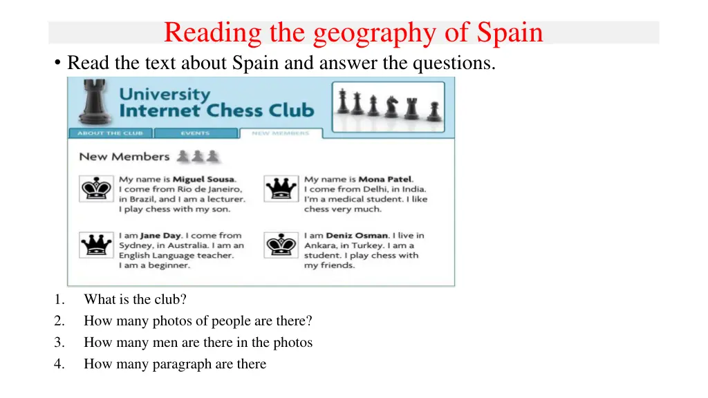 reading the geography of spain read the text