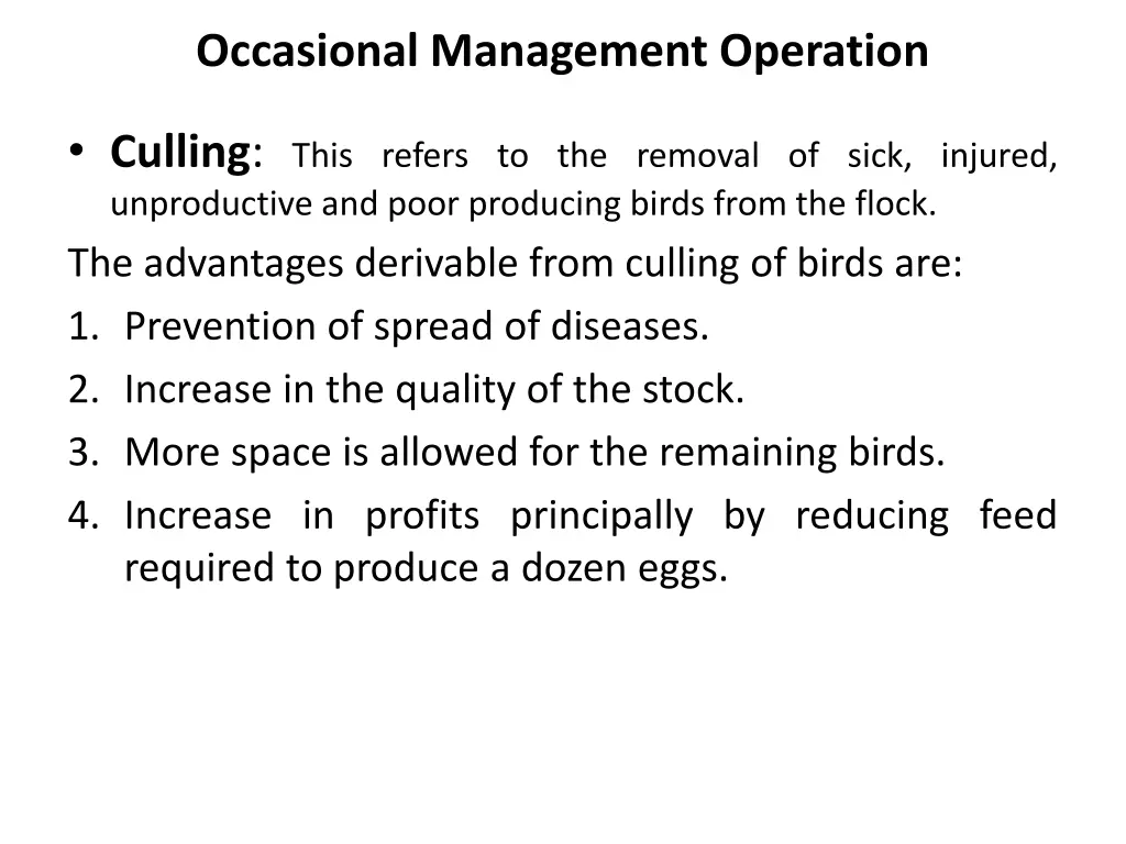 occasional management operation