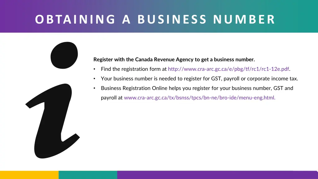 obtaining a business number