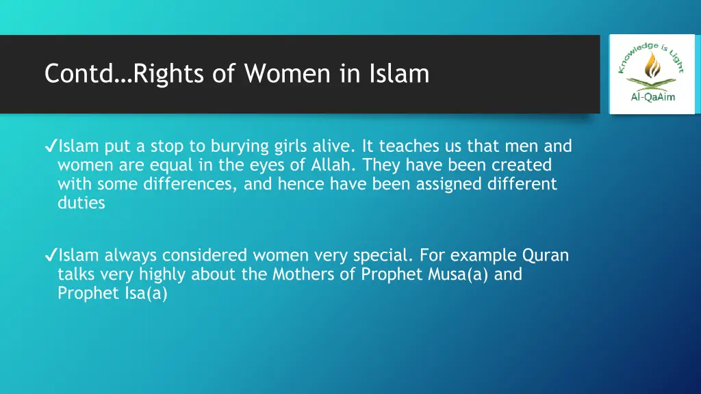 contd rights of women in islam