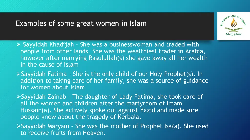 examples of some great women in islam