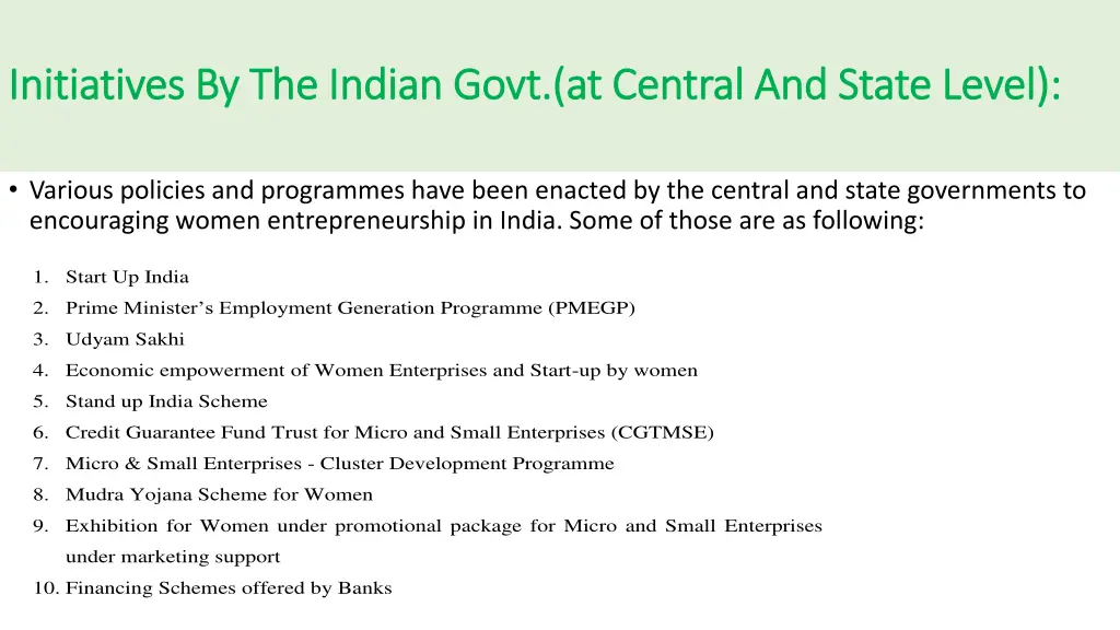 initiatives by the indian govt at central