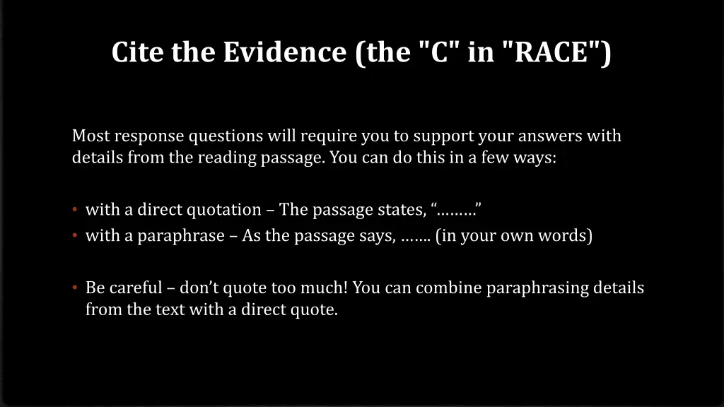 cite the evidence the c in race