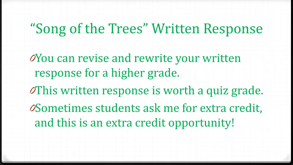 song of the trees written response