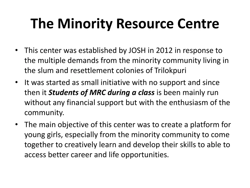 the minority resource centre