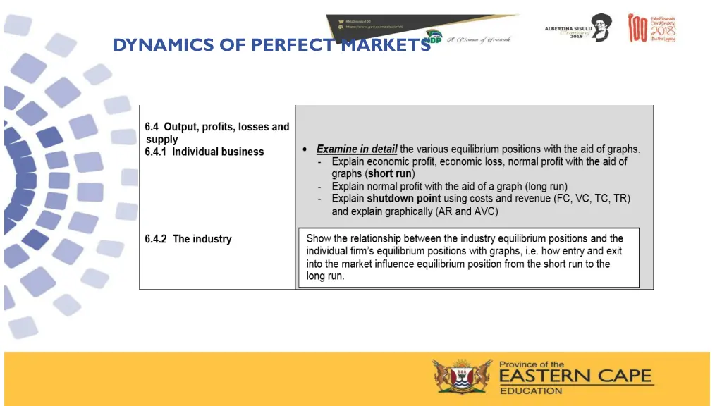 dynamics of perfect markets