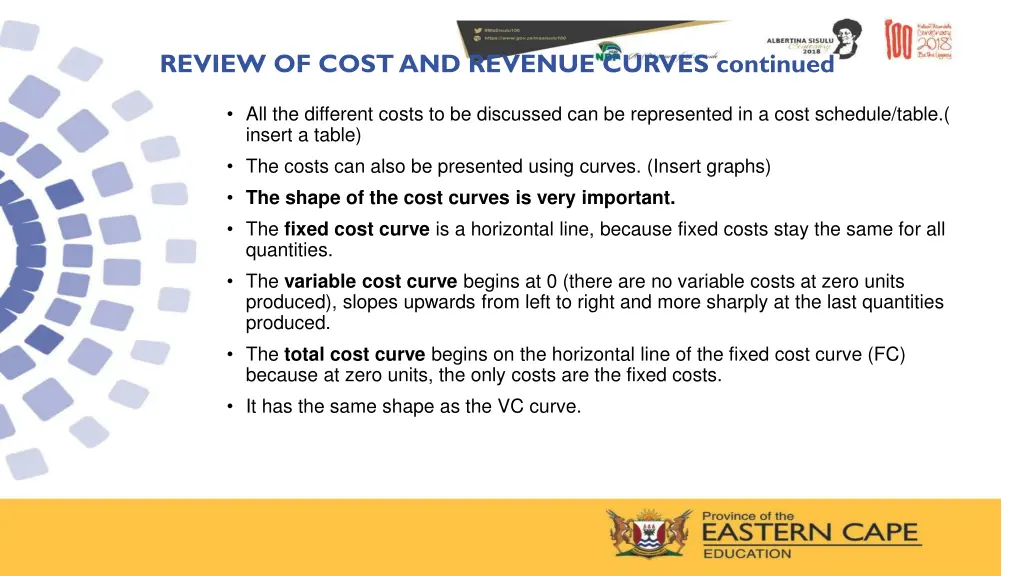 review of cost and revenue curves continued 1