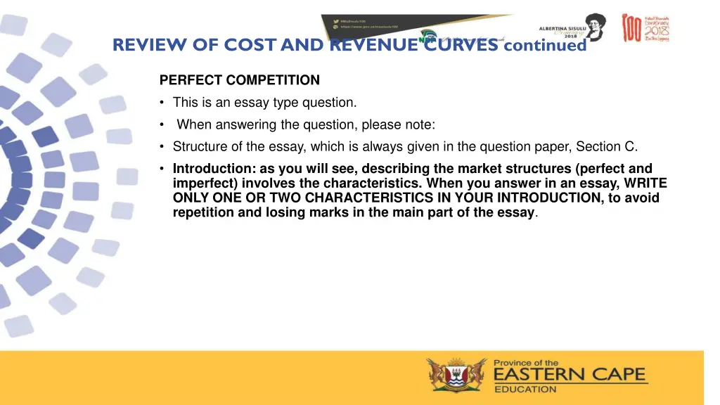 review of cost and revenue curves continued 10