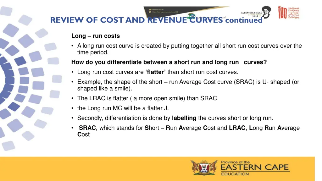 review of cost and revenue curves continued 6