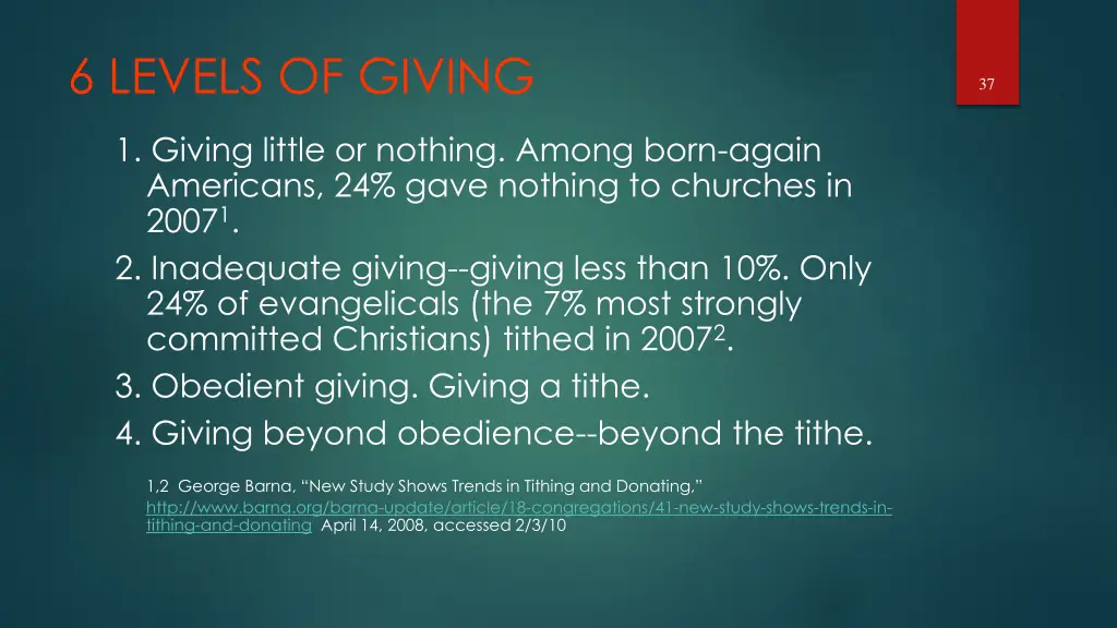 6 levels of giving