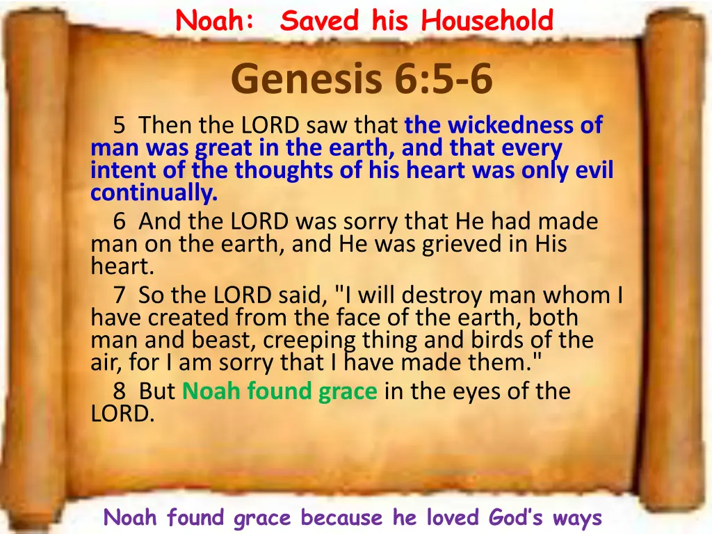 noah saved his household