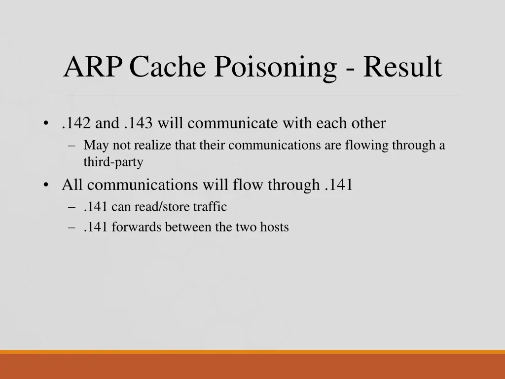 arp cache poisoning result