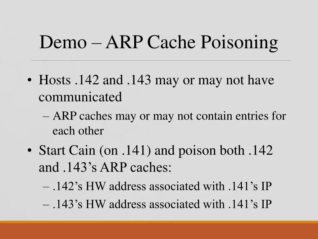 demo arp cache poisoning