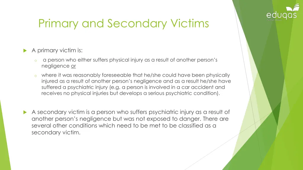 primary and secondary victims