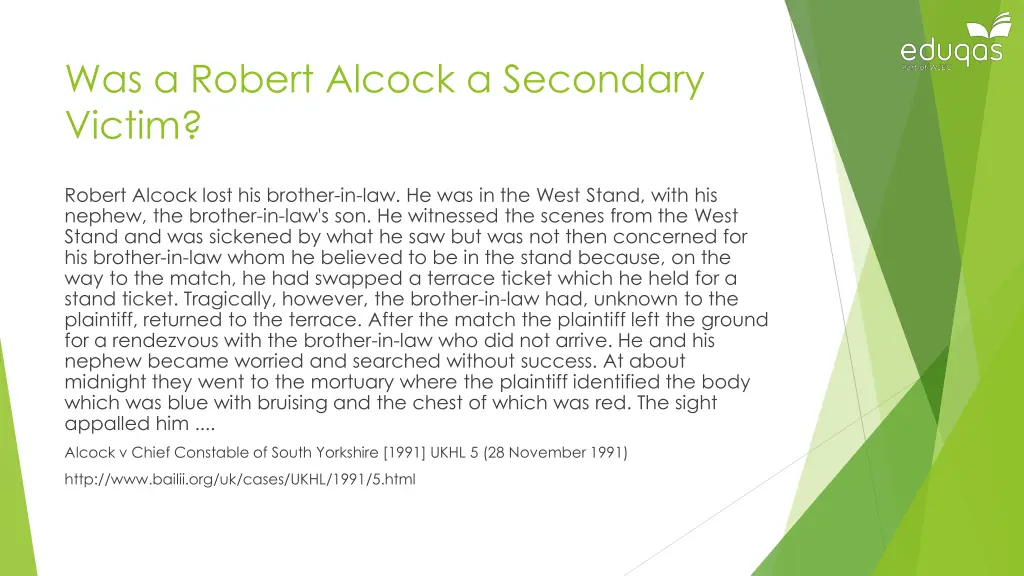 was a robert alcock a secondary victim