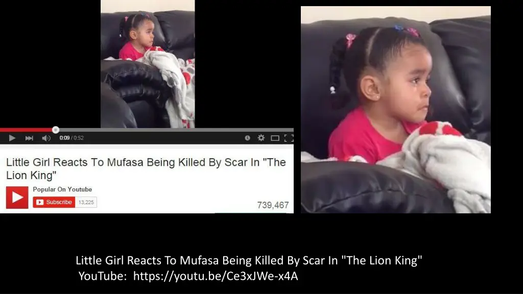 little girl reacts to mufasa being killed by scar