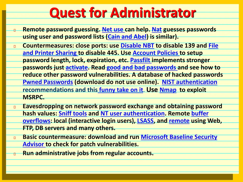 quest for administrator