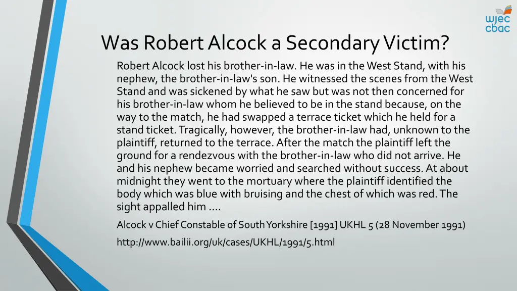 was robert alcocka secondary victim robert alcock