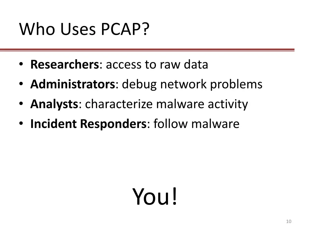 who uses pcap