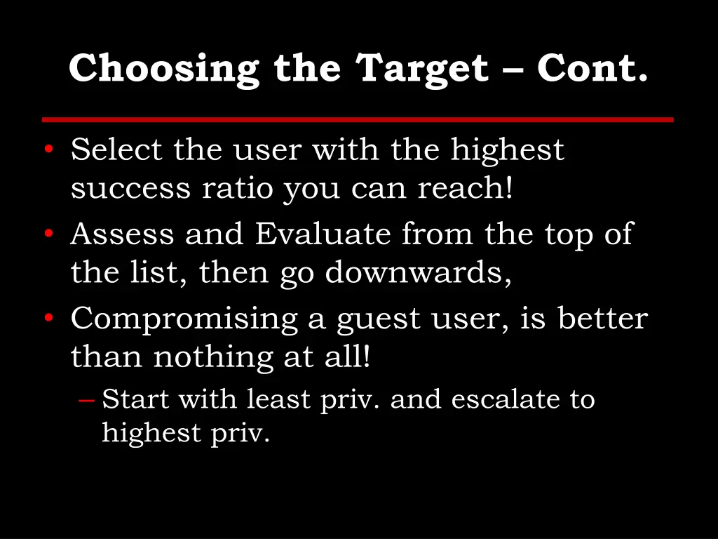 choosing the target cont