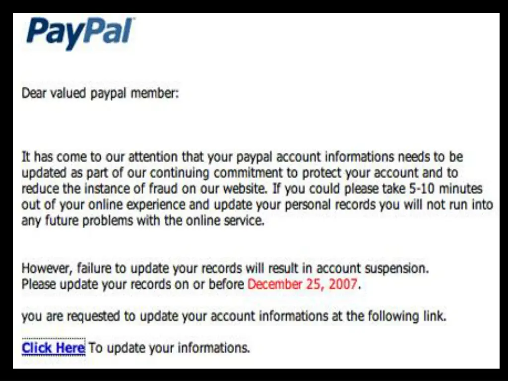 fake paypal email