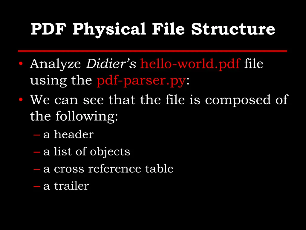 pdf physical file structure