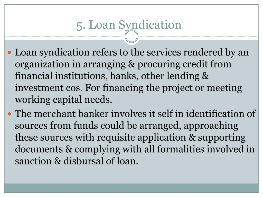 5 loan syndication