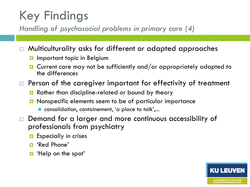 key findings handling of psychosocial problems 3