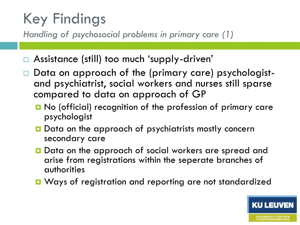 key findings handling of psychosocial problems