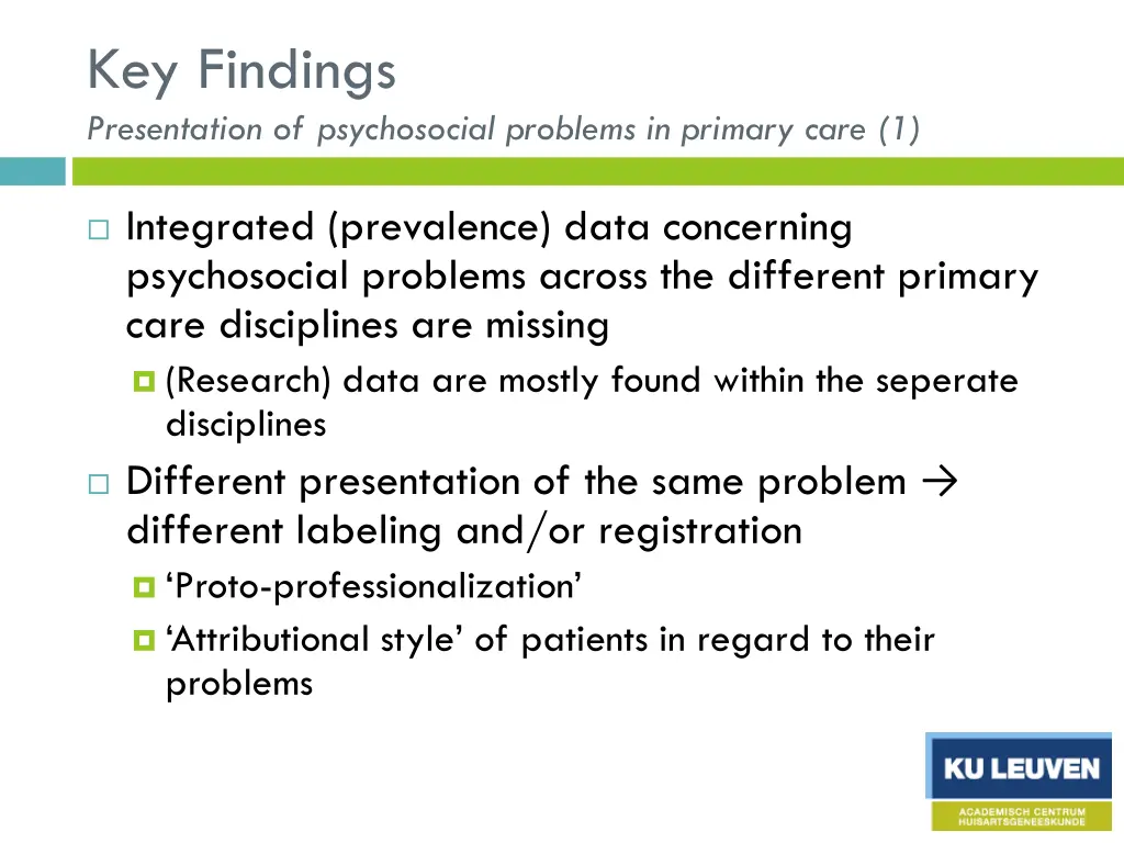 key findings presentation of psychosocial