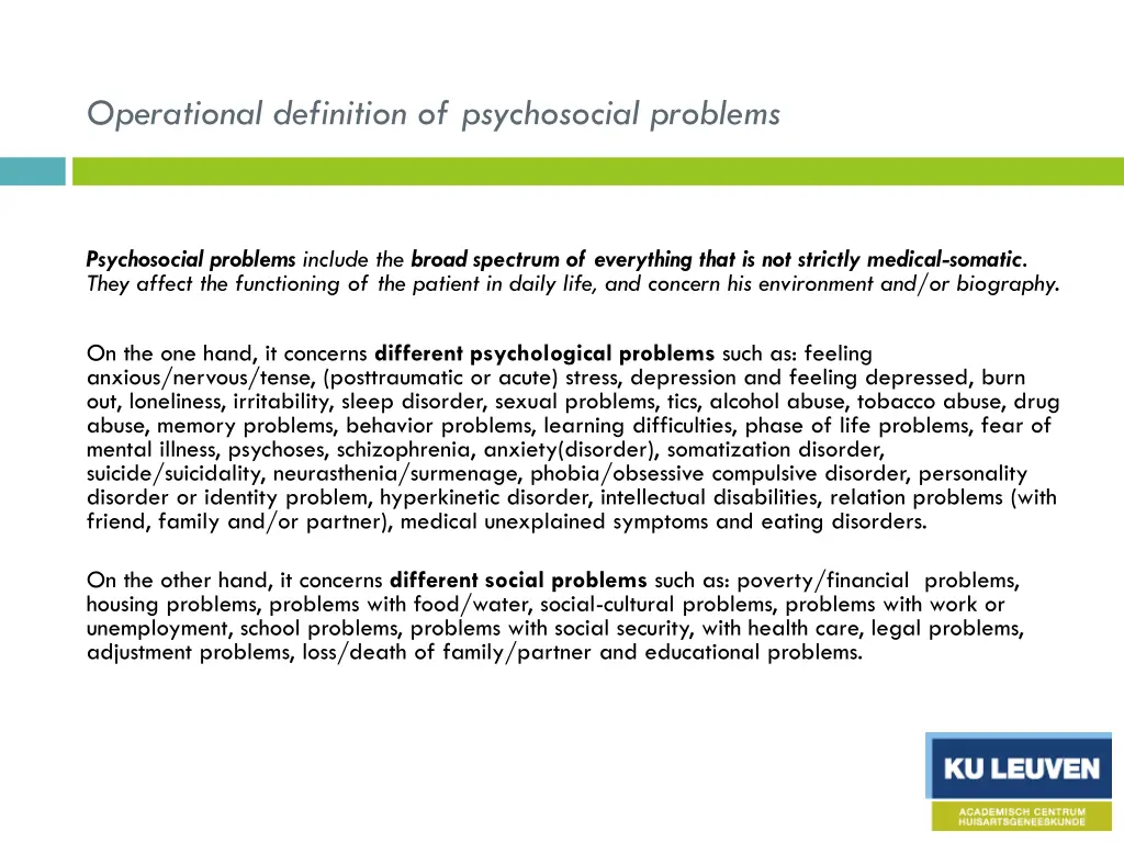 operational definition of psychosocial problems