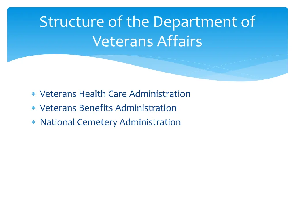 structure of the department of veterans affairs