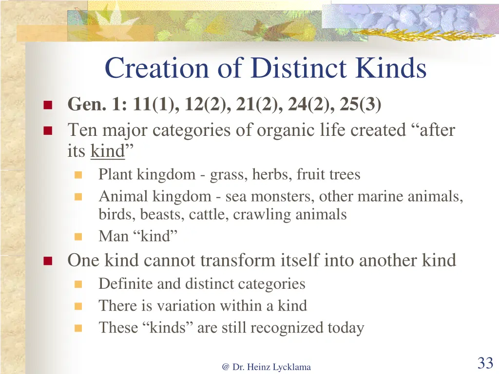 creation of distinct kinds