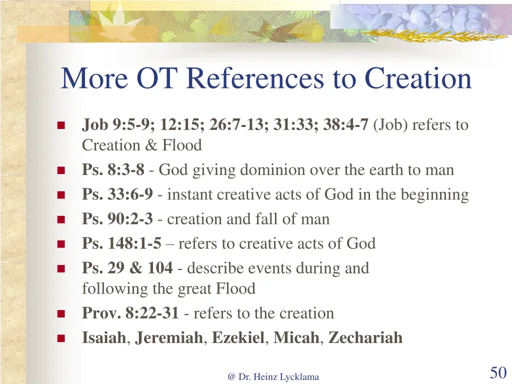 more ot references to creation