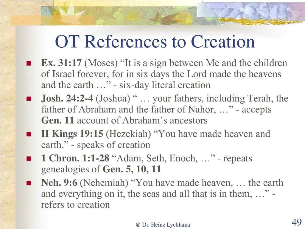 ot references to creation ex 31 17 moses