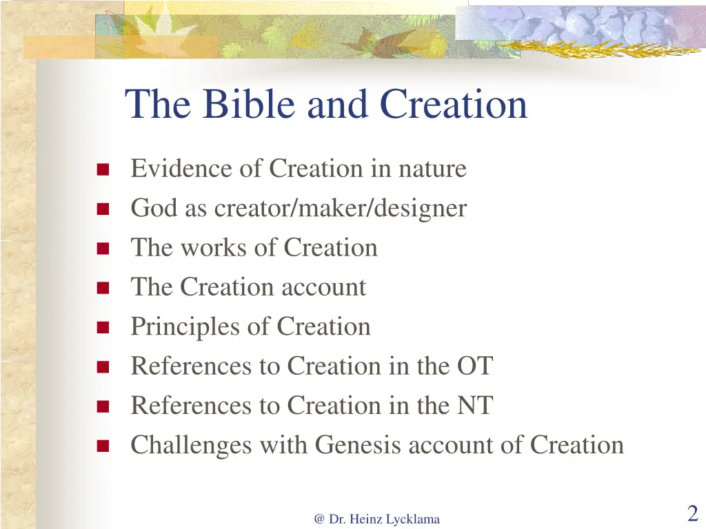 the bible and creation