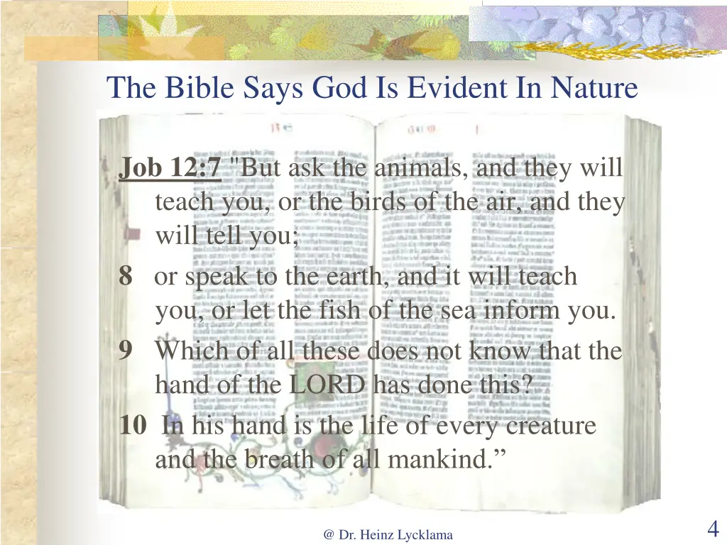 the bible says god is evident in nature