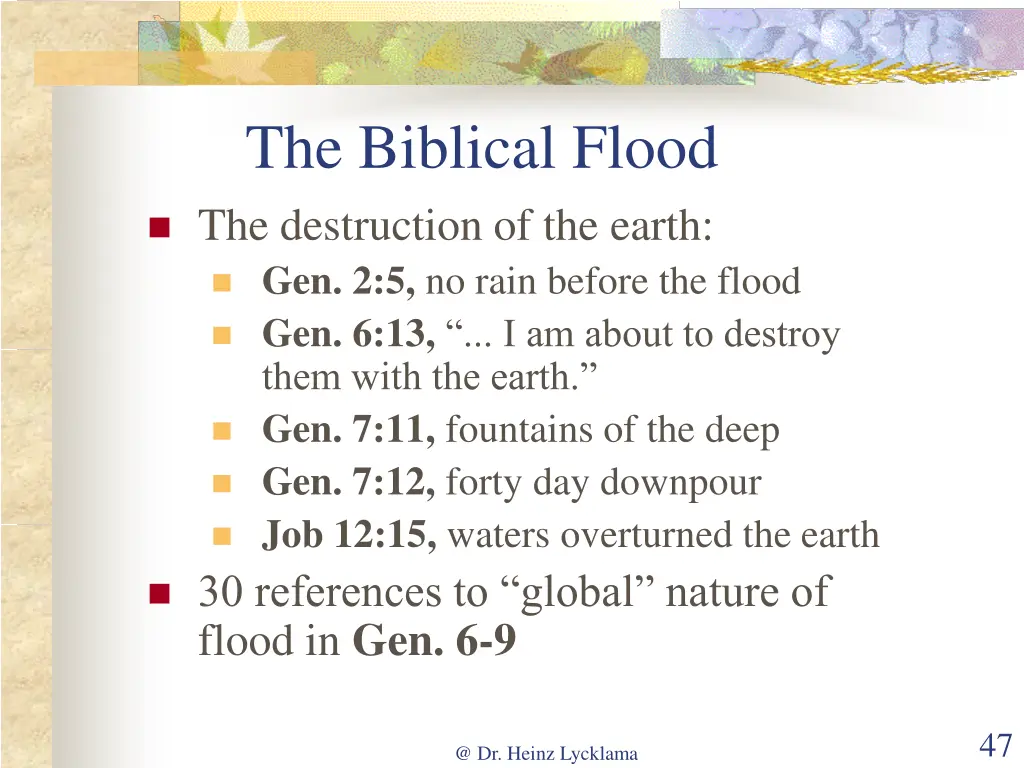 the biblical flood the destruction of the earth