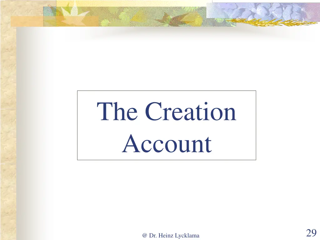 the creation account