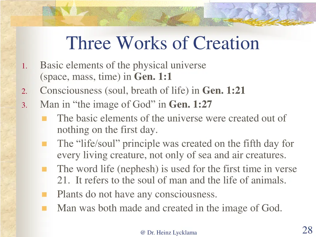 three works of creation