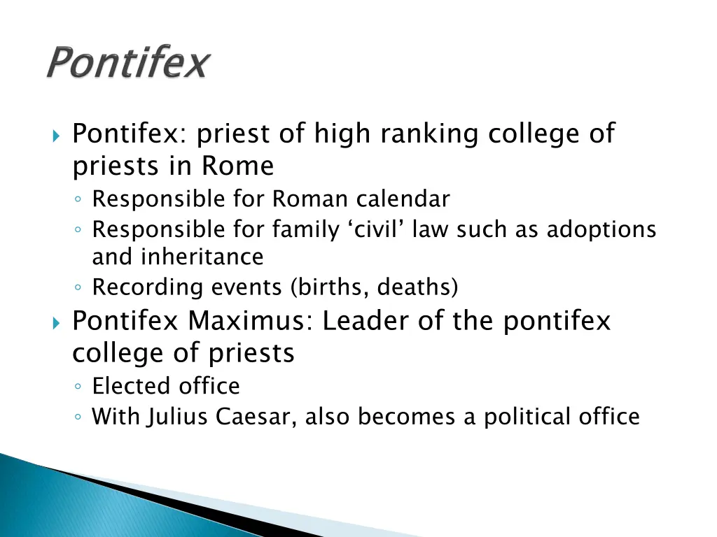 pontifex priest of high ranking college