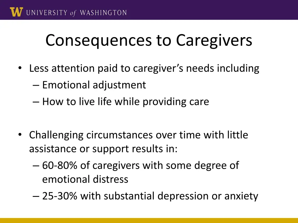 consequences to caregivers