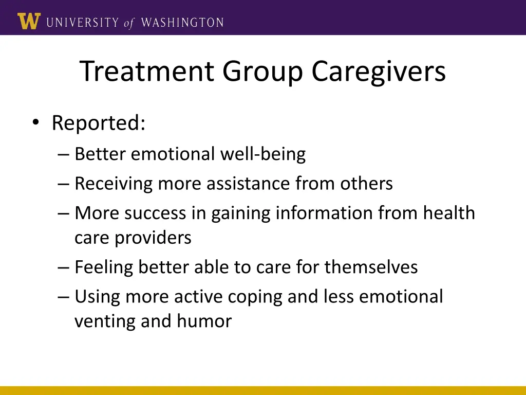 treatment group caregivers