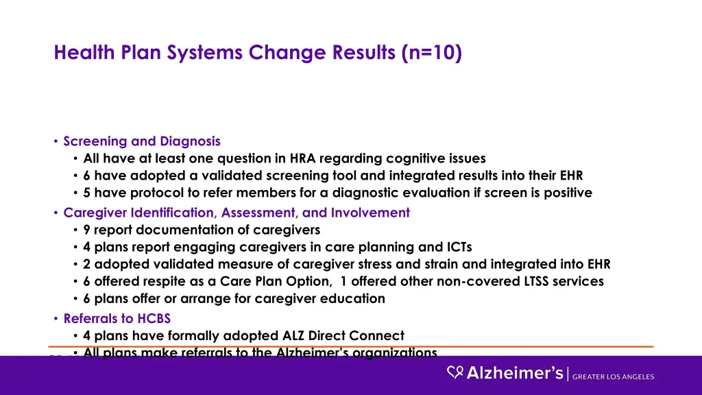 health plan systems change results n 10