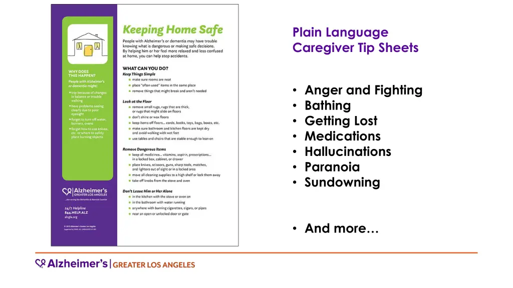 plain language caregiver tip sheets