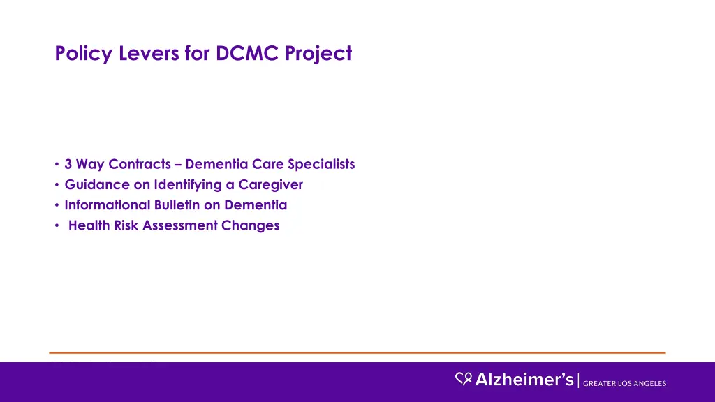 policy levers for dcmc project