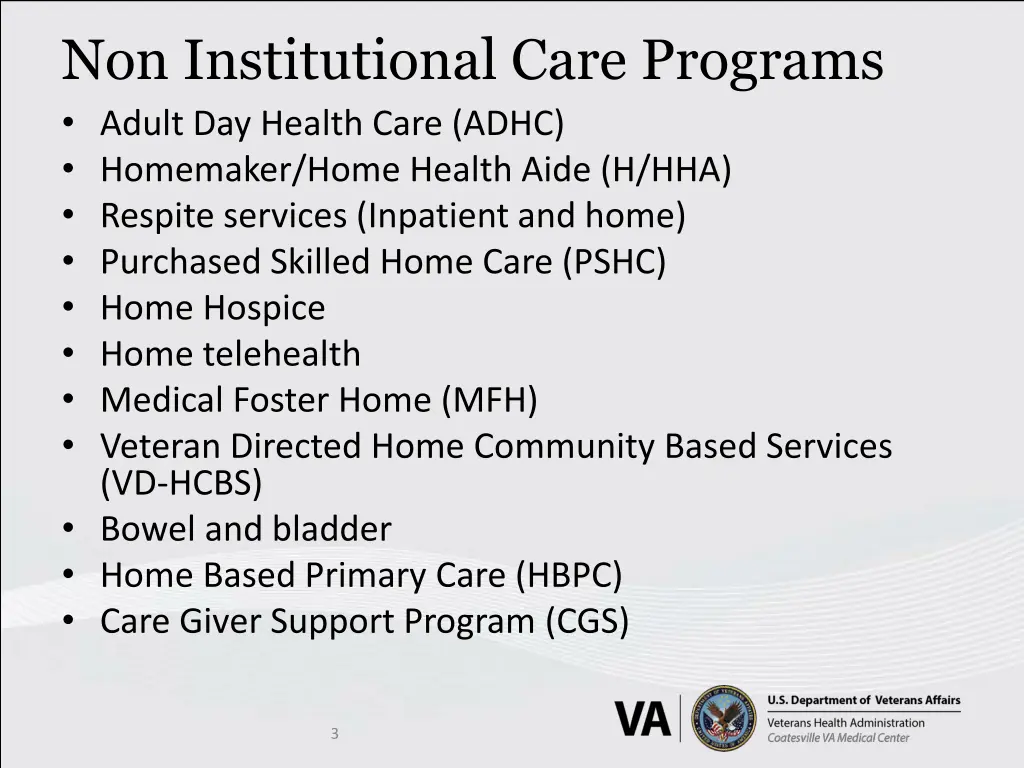 non institutional care programs adult day health