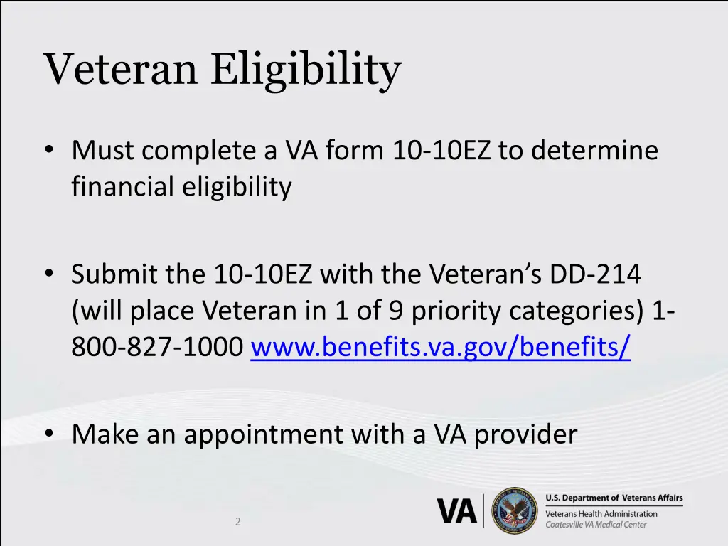 veteran eligibility